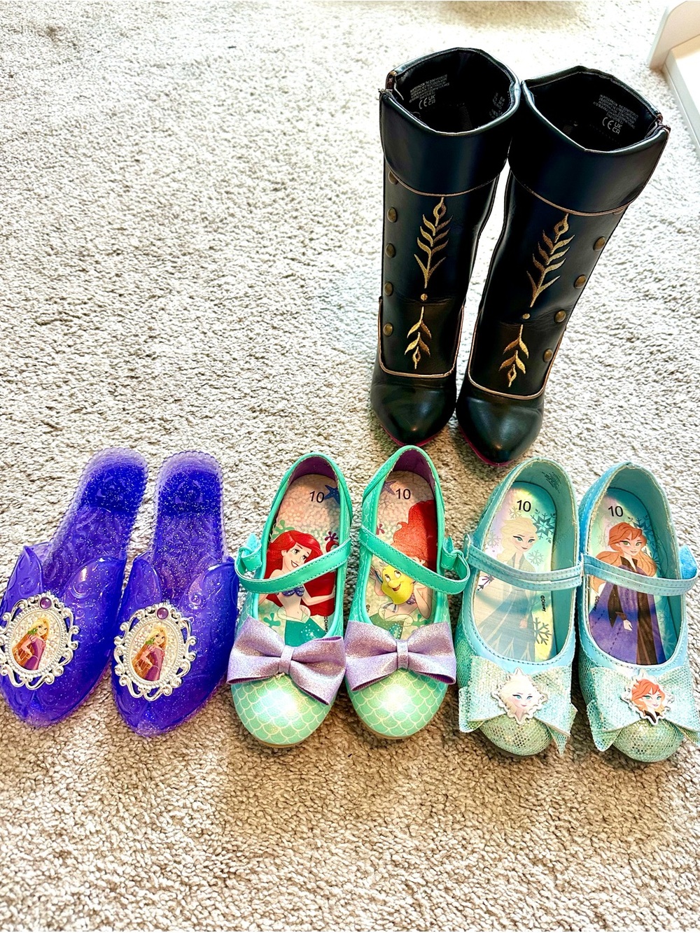Girls Disney Princess Shoes Bundle- Rapunzel, Ariel, Frozen shoes